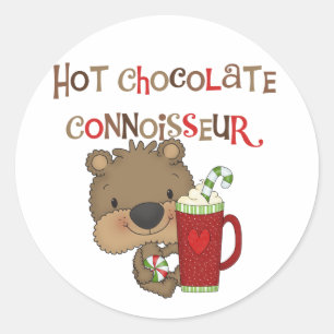 Adesivo Redondo Urso do menino do perito do chocolate quente