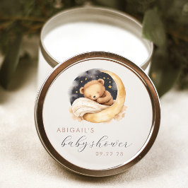 Adesivo Redondo Urso e Chá de fraldas de Lua com Aquarela