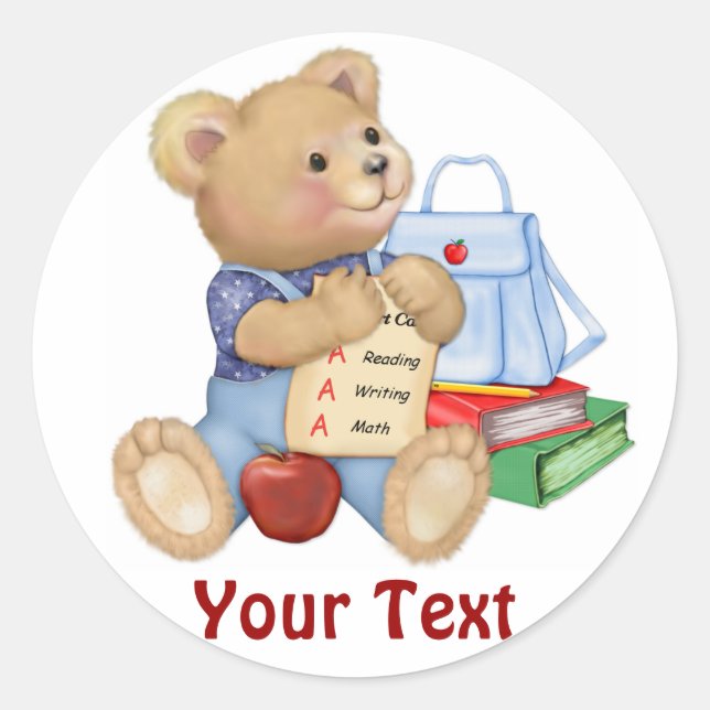 Adesivo Redondo Urso Escolar - Primeiro Grau (Frente)
