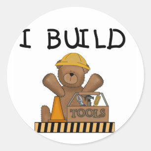 Adesivo Redondo Urso eu construo o camiseta e os presentes