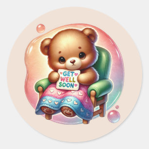 Adesivo Redondo Urso fofo de melhoras