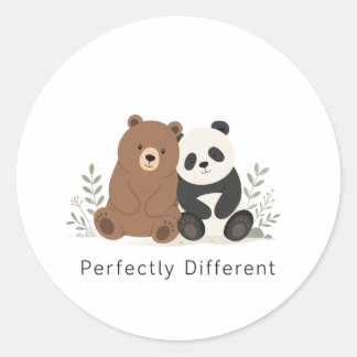 Adesivo Redondo Urso Fofo & Panda Neurodiversidade Inclusão