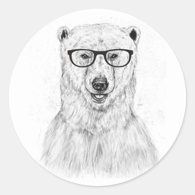 Adesivo Redondo urso geek (Frente)