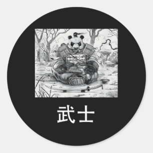Adesivo Redondo Urso Guerreiro Panda Samurai