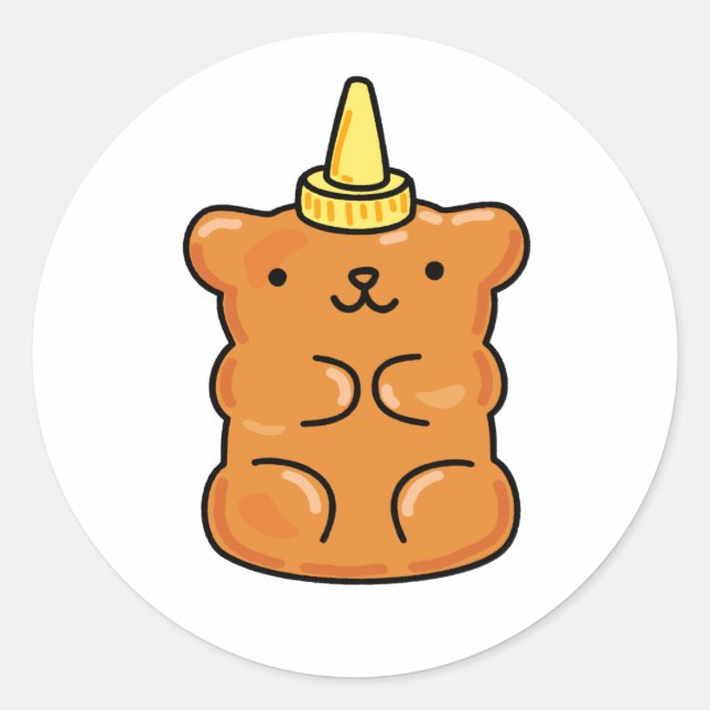 Adesivo Redondo Urso Gummy Cute Kawaii (Frente)