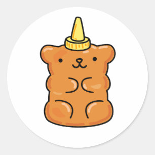 Adesivo Redondo Urso Gummy Cute Kawaii