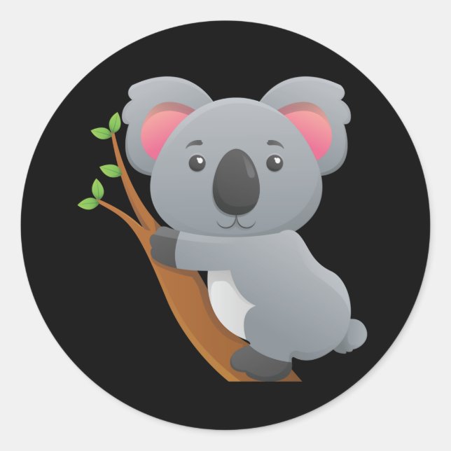 Adesivo Redondo Urso Koala Animado (Frente)