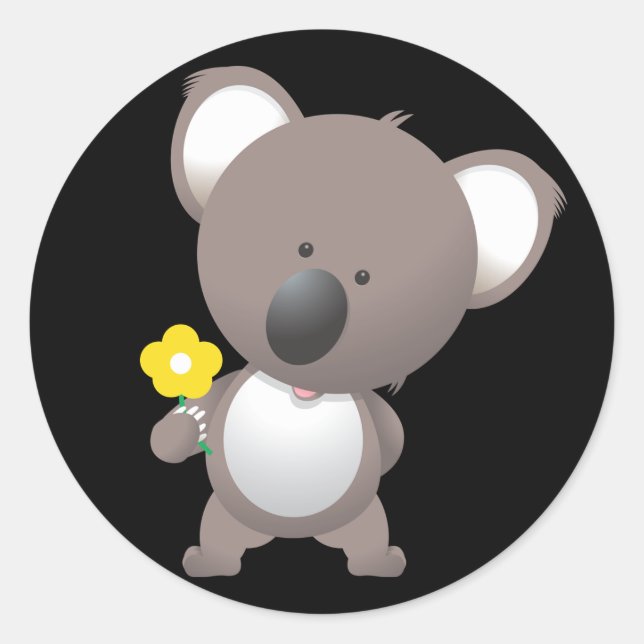Adesivo Redondo Urso Koala Animado (Frente)