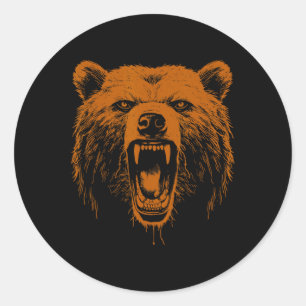 Adesivo Redondo Urso Laranja Bravo Urso Pardo Hiking Acampamento A