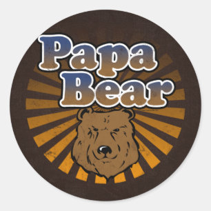 Adesivo Redondo Urso legal da papá, Brown/presente azul/Dourado d
