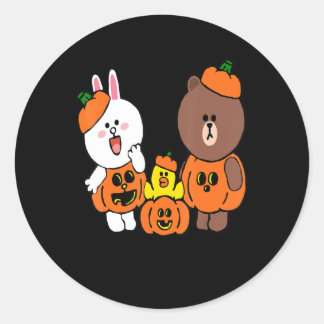 Adesivo Redondo Urso Marrom Bonito Cony Coelho Coelho Pumpkin