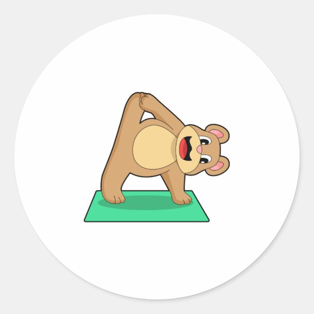 Adesivo Redondo Urso na Malhação de Yoga (Frente)