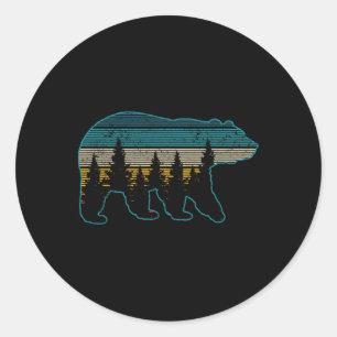 Adesivo Redondo Urso Natureza Grizzly Marrom Urso Preto Caminhada 