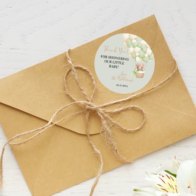 Adesivo Redondo Urso Nervoso Verde Neutro Oh Bebê Balão (Criador carregado)