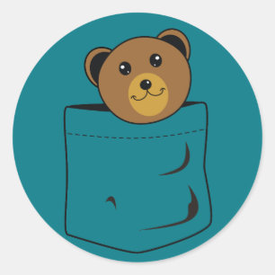 Adesivo Redondo Urso no bolso
