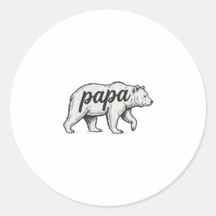 Adesivo Redondo Urso Pai Desenho Vetorial de Gravação Vintage_1