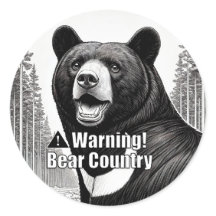 Adesivo Redondo Urso País Aviso
