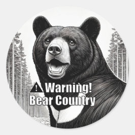 Adesivo Redondo Urso País Aviso