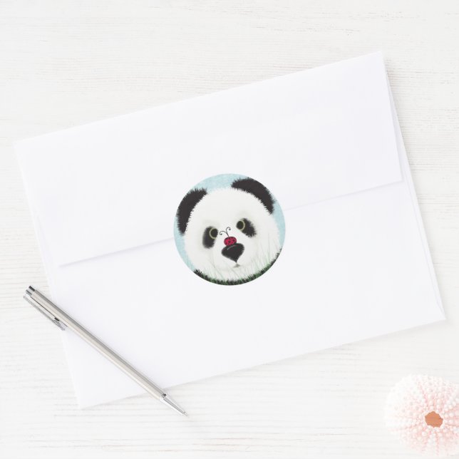 Adesivo Redondo Urso Panda Adorável (Envelope)