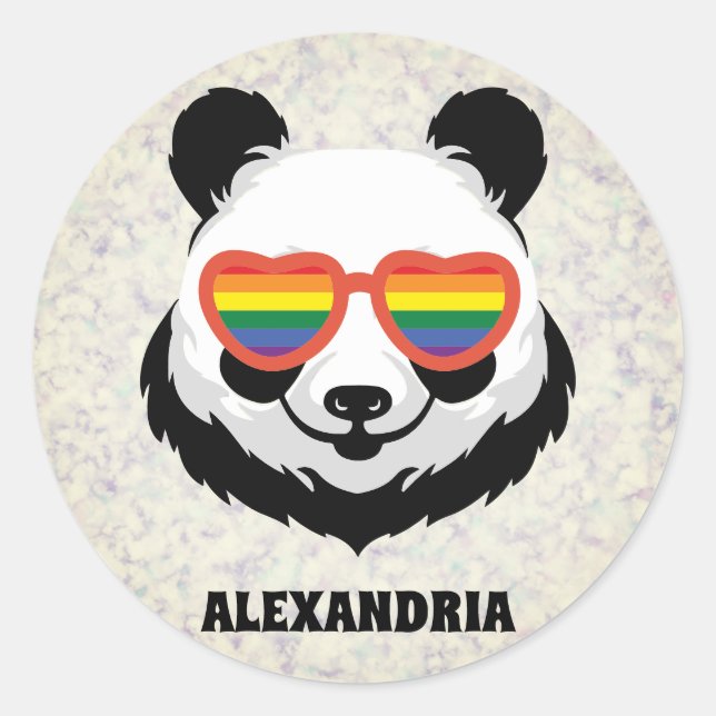 Adesivo Redondo Urso Panda Bonito | Arco-íris | LGBTQ (Frente)