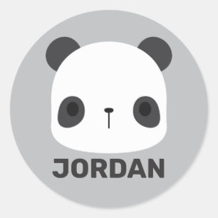 Adesivo Redondo Urso Panda Bonito com Nome Personalizado