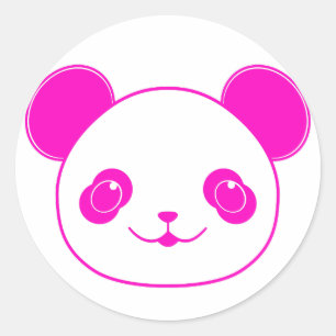 Adesivo Redondo Urso Panda de Kawaii Rosa