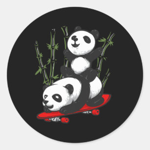 Adesivo Redondo Urso Panda De Skate Selvagem Panda De Skate Divert