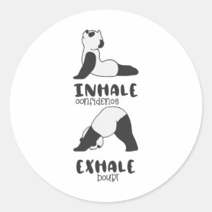 Adesivo Redondo Urso Panda Engraçado Inspira Expira Ioga Panda