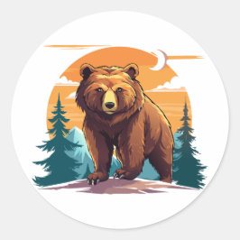 Adesivo Redondo Urso pardo