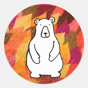 Adesivo Redondo Urso Pardo de Desenho Animado Divertido Colorindo