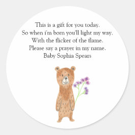 Adesivo Redondo Urso Pequeno Bonito - Rótulo da Vela de Oração