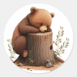 Adesivo Redondo Urso Pequeno Dormindo