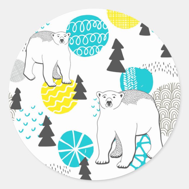 Adesivo Redondo Urso polar (Frente)
