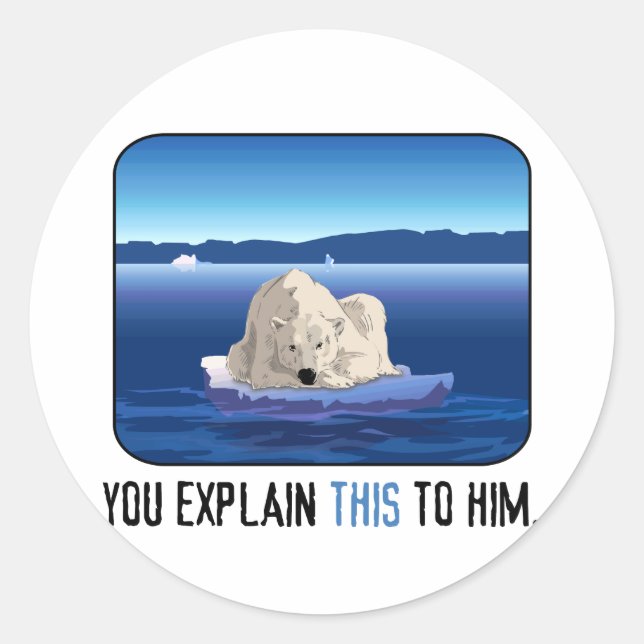 Adesivo Redondo Urso Polar Ártico (Frente)