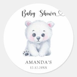 Adesivo Redondo Urso polar bebê - Churrasco de Bebê