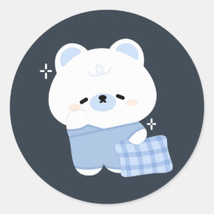 Adesivo Redondo Urso Polar Bonito Sonolento