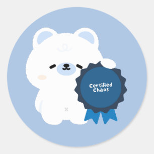 Adesivo Redondo Urso Polar Caos Certificado