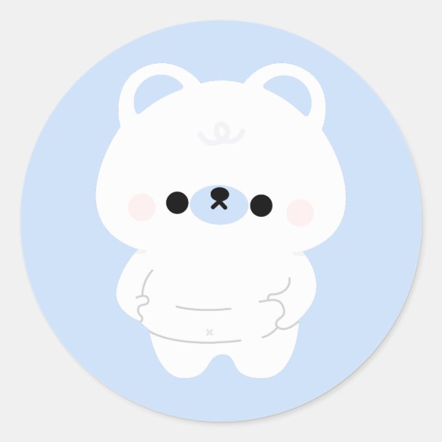 Adesivo Redondo Urso Polar Chonky (Frente)