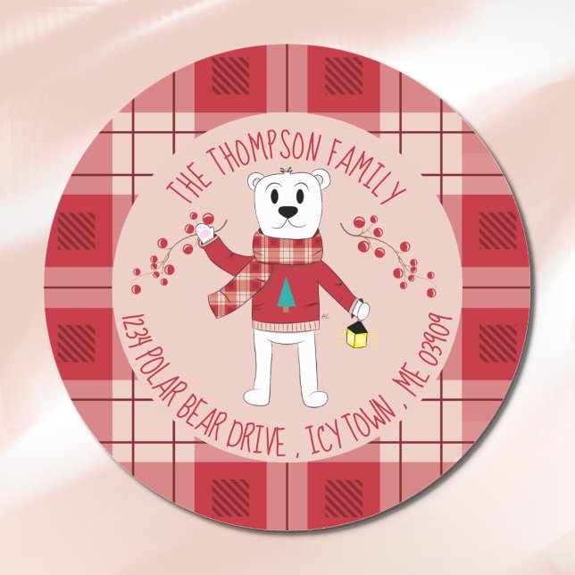 Adesivo Redondo Urso Polar com Feriados de Lanterna (Criador carregado)