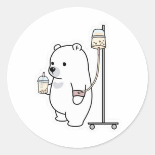 Adesivo Redondo Urso Polar de Bubble Tea IV