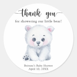 Adesivo Redondo Urso polar de inverno - obrigado