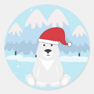 Adesivo Redondo Urso Polar de Natal