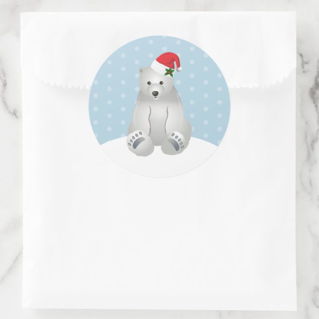 Adesivo Redondo Urso Polar dos Vinhetas de Natal (Bolsa)