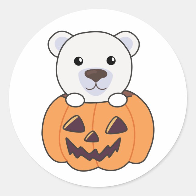 Adesivo Redondo Urso Polar Em Ursos Polares De Pumpkin Feliz (Frente)