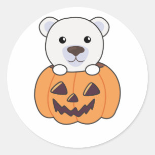 Adesivo Redondo Urso Polar Em Ursos Polares Doce De Pumpkin Feliz