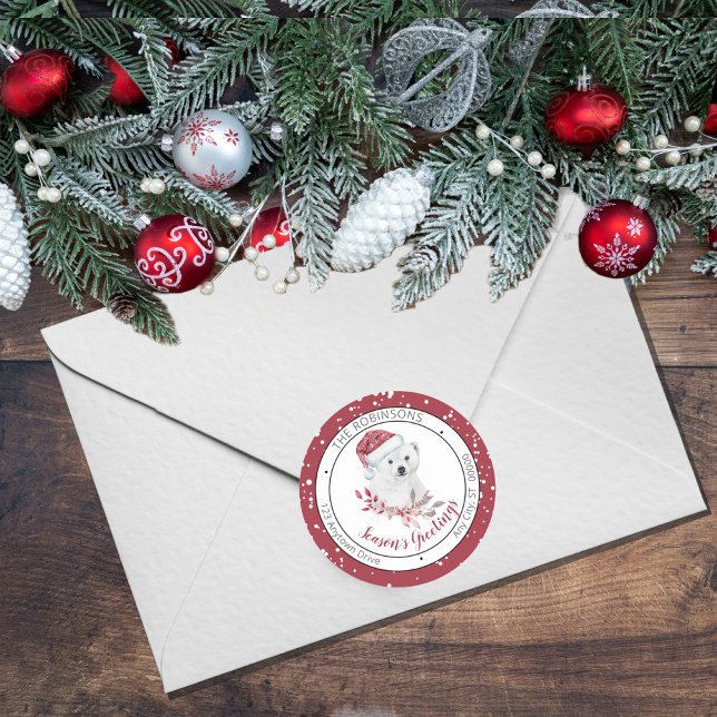 Adesivo Redondo Urso Polar | Família de Saudações da Estação Santa (Criador carregado)