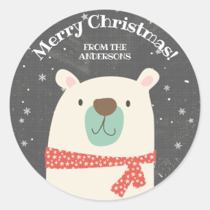 Adesivo Redondo Urso Polar Fofo Natal