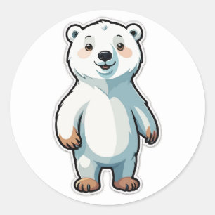 Adesivo Redondo Urso Polar Jogador - Uma Aventura Árctica Cuta
