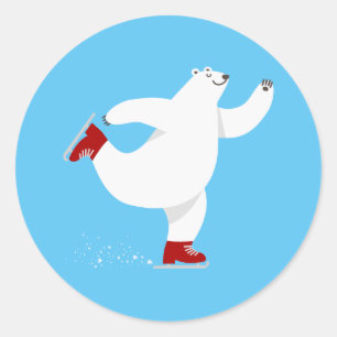 Adesivo Redondo Urso Polar no gelo