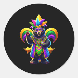 Adesivo Redondo Urso Preto Fofa Mardi Gras